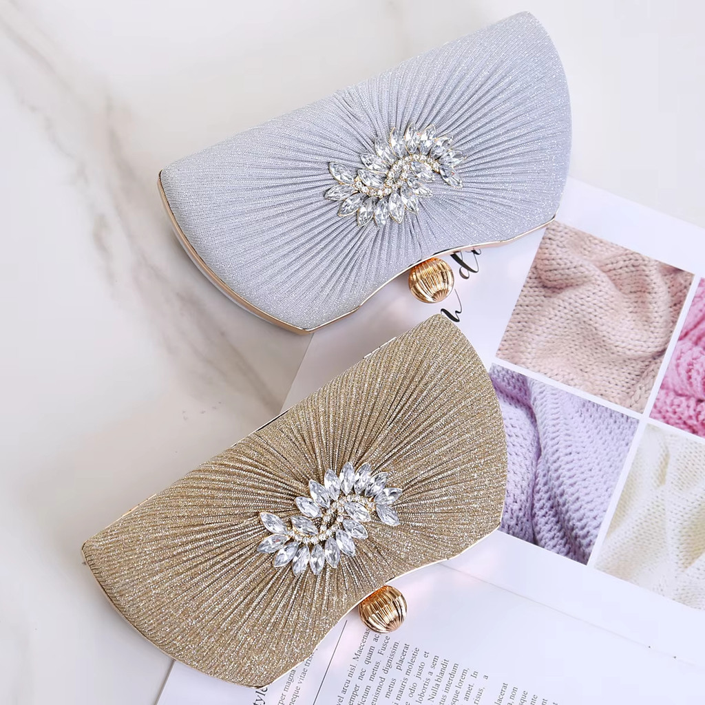 Tas Clutch Pesta Wanita Import Premium | Rantai Emas Elegan | Kondangan & Pengantin Mewah
