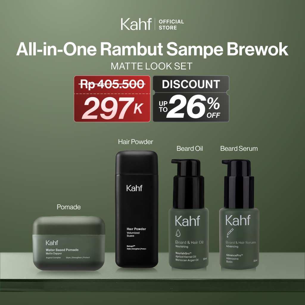 [SPECIAL KAHF DECODE : PAKET LENGKAP ALL-IN-ONE RAMBUT SAMPE BREWOK] Paket Complete Men’s Hair Styli