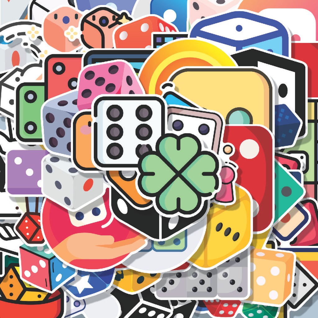 

100PCS Lucu Stiker Permainan Dadu Mix Stiker Aesthetic Stiker Anti Air Stikers Berperekat Waterproof sticker decal buat Motor Helm Buku Journal Koper Casing HP Laptop Botol Minum Hadiah anak