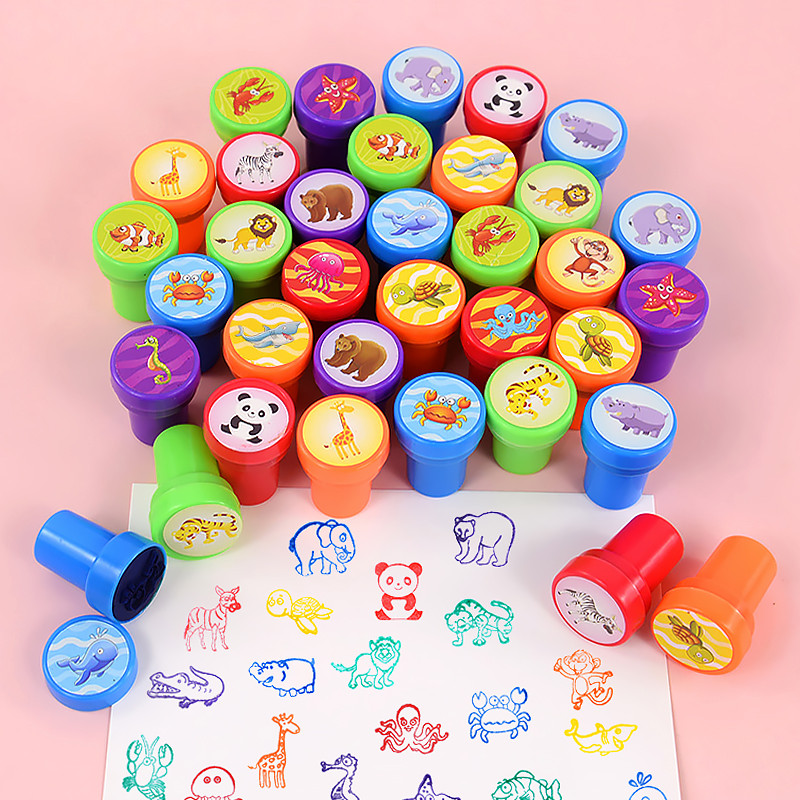 

10pcs Cartoon Animal Unicorn Self-ink Stamps Toy Kids Birthday Party Favors Goodie Bag Pinata Fillers Boy Girl Christmas Gift