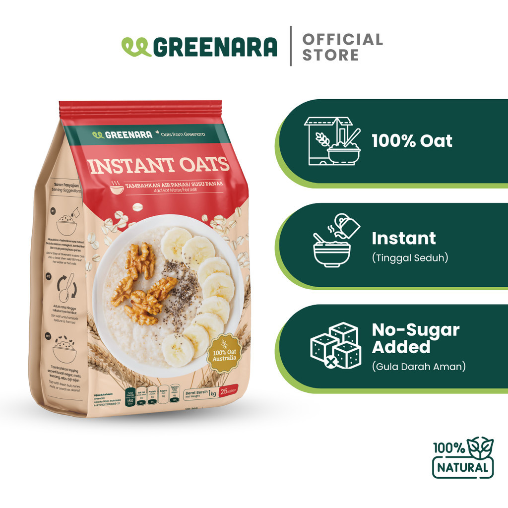 

Greenara Natural Instant Oat 1Kg / Oatmeal Instant