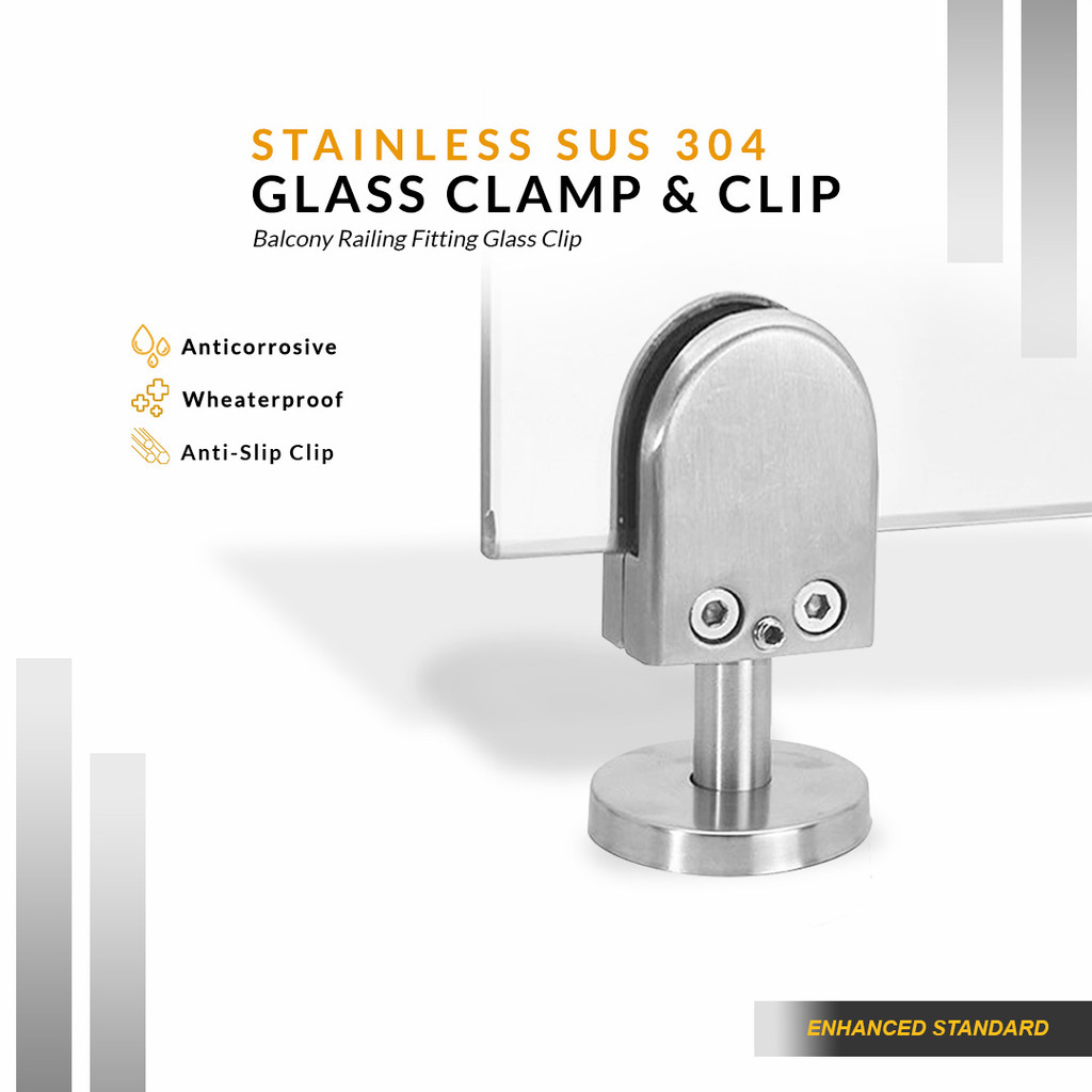 Bracket Balkon Kaki Railing Kaca Oval Stainless SUS 304