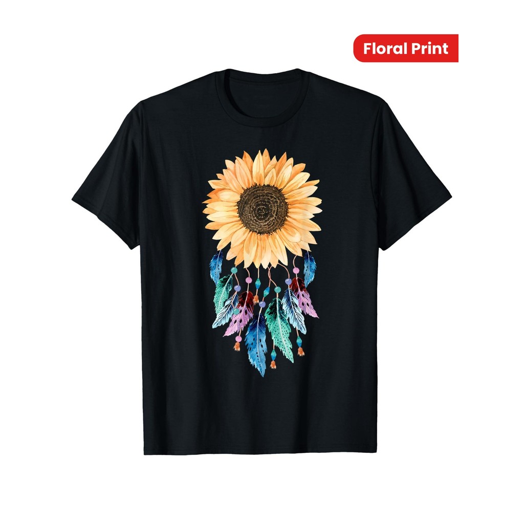 Kaos Pria Bunga Matahari - Kaos Katun Nyaman, Motif Cerah, Cocok untuk Santai