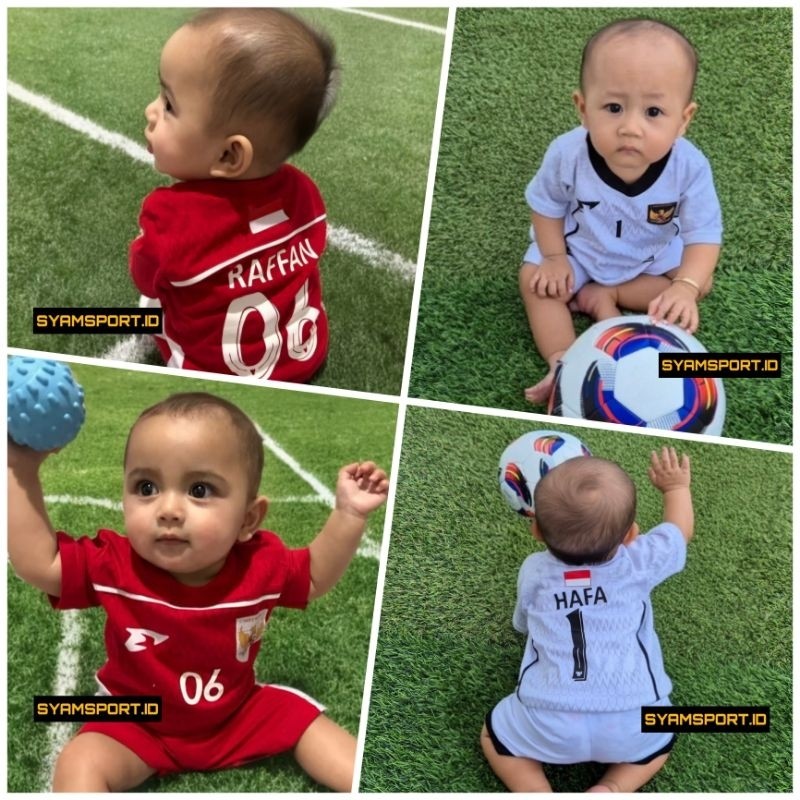 Jersey Bayi Timnas Indonesia Usia 4-10 Bulan Setelan (Baju+Celana) FREE NAMESET | Kaos Bayi Timnas I