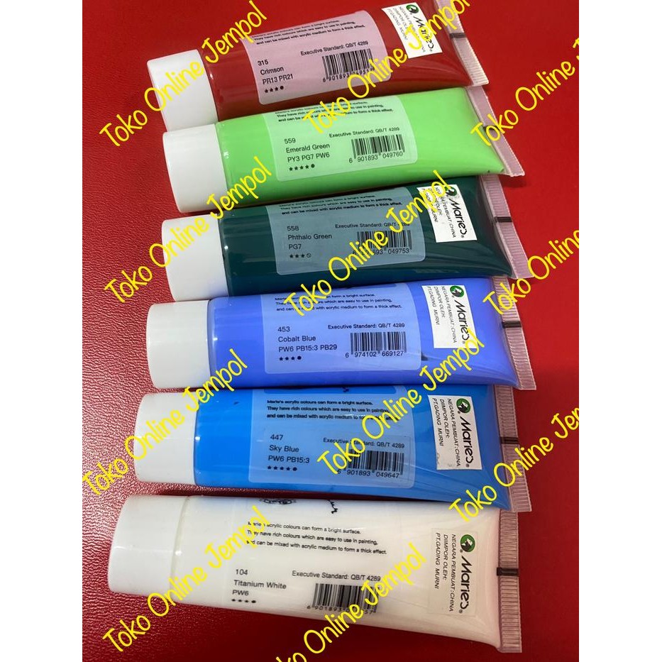 

30ml Cat Acrylic MARIES cet akrilik satuan ecer paint color ATK1266MR - Emerald Green