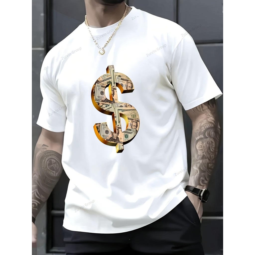 Kaos Pria Simbol Dollar - Kaos Katun 220g, Desain Keuangan, Keren & Bergaya