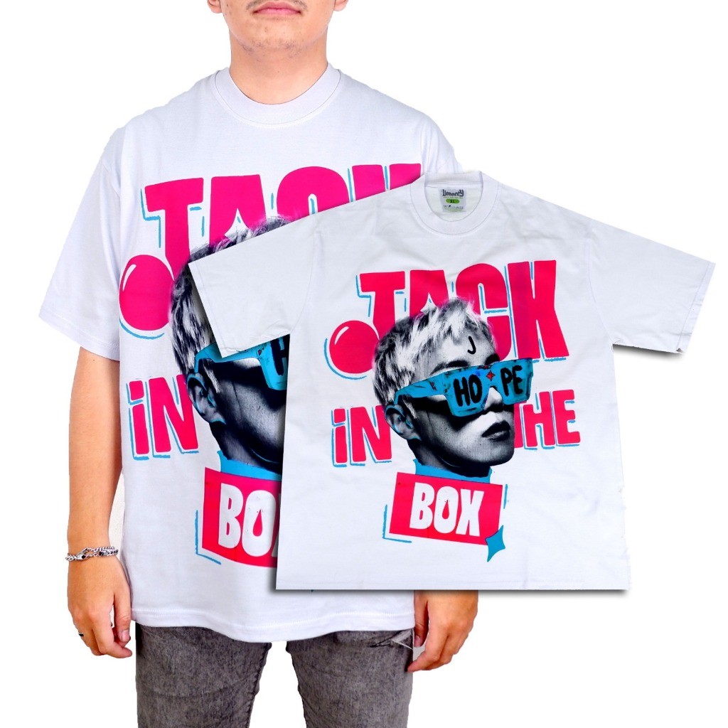 (TOP) VONSEEY JHOPE IN THE BOX BTS KOREAN BOYBAND KAOS OVERSIZEP PUTIH