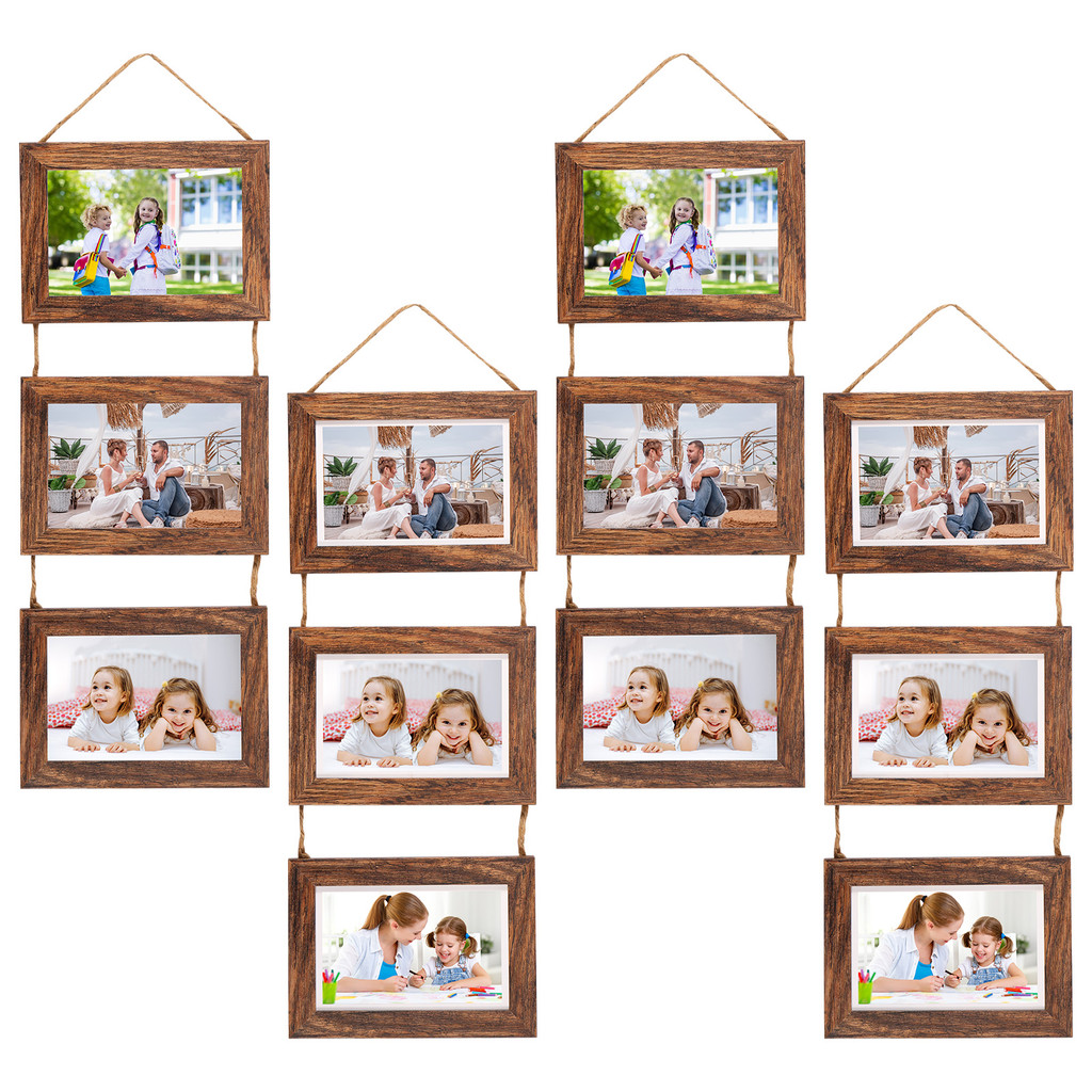 

2/4Pcs Wall-mounted Photo Frames Wall Hanging Picture Collage Triple Frame 6inch Photo Display Frame for Office Living Room Home
