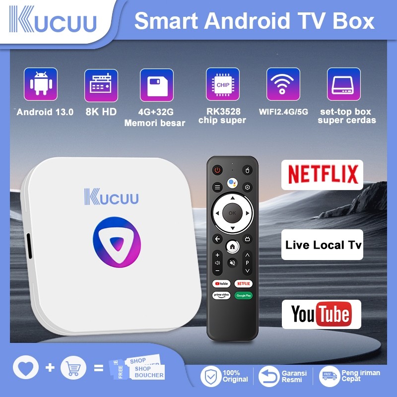 【NEW 2.0】KUCUU Android Tv Box Android 13 OS  STB Ram 4gb Rom 32gb Wifi 5G/2.4G Smart Tv Box 8K Ultra