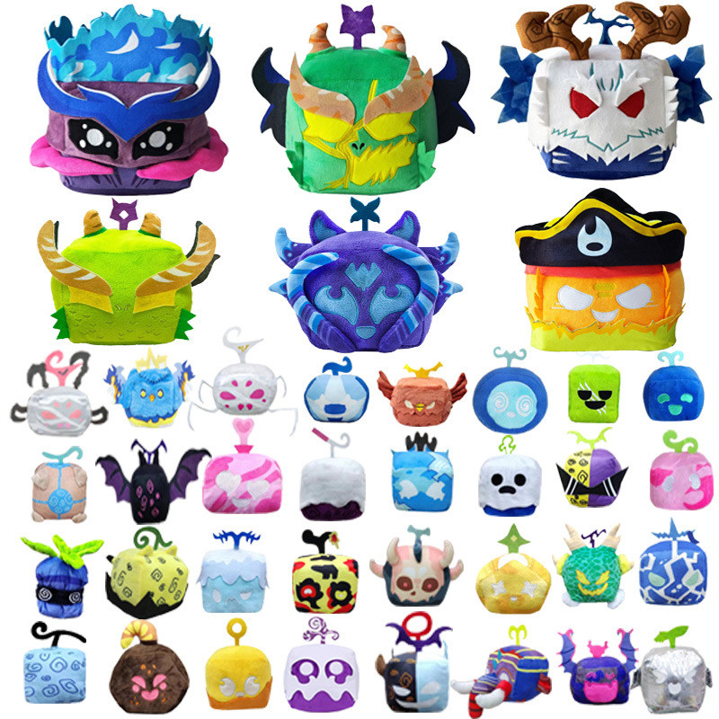 Hot Blox Fruits Anime Game Plush Toy Fruit Leopard Pattern Box Stuffed Dolls Fruits boxeing Children