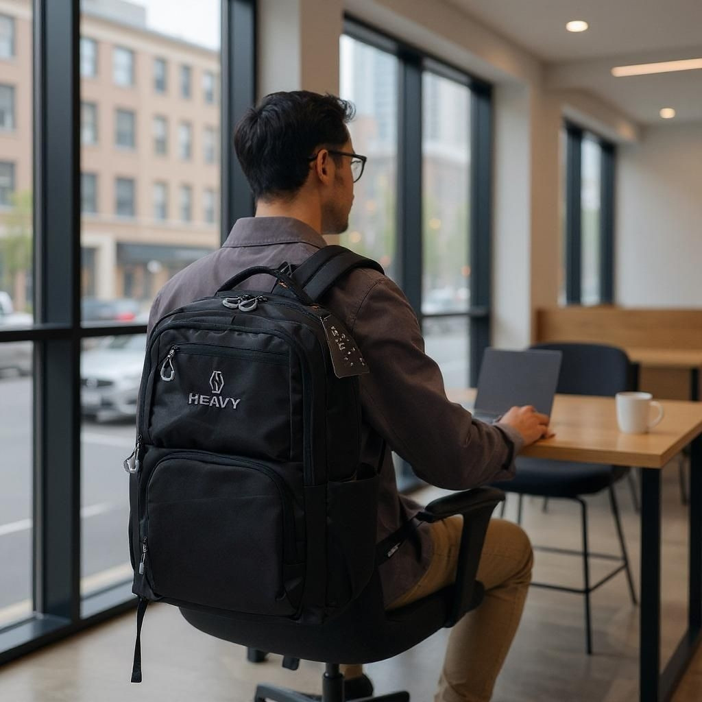 Heavy Backpack Tas Ransel Pria Hitam Besar - Tas Gendong Sekolah - Tas Punggung Kerja Kantor