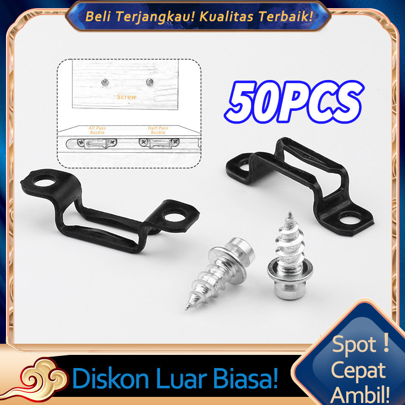 50pcs Plat Knock Down Skrup/Wall Panel Clip Connector Plat Skrup Besi Hitam Knock Down Fitting