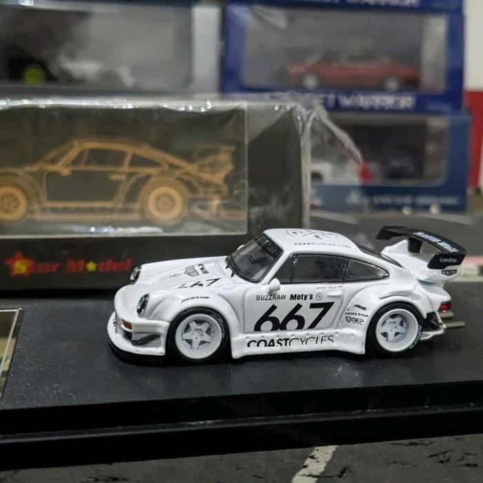 ME99 Diecast Star Model Porsche RWB 930 GT Wing Valkyrie Coast 667 White dent