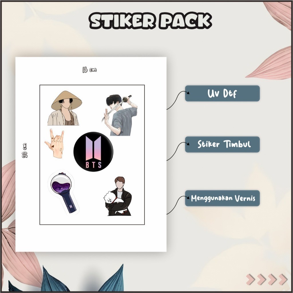 Stiker Sticker Setiker Setikker  Pack UV DTF Motif Korea BTS Ungu Hitam P70