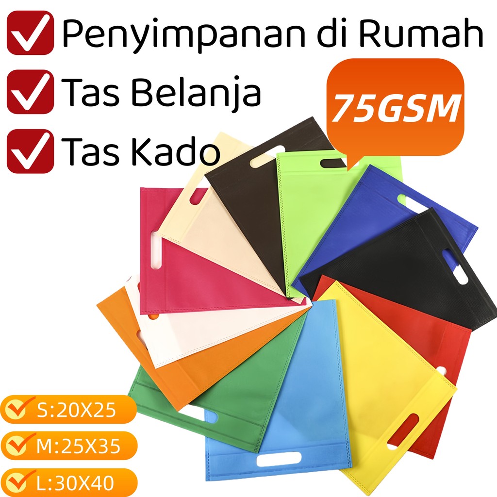 Tas Spunbond Polos Oval Goodie Bag Hajatan Hadiah Kantong Kain Ukuran Tas Souvenir 20x25 25x35 30x40