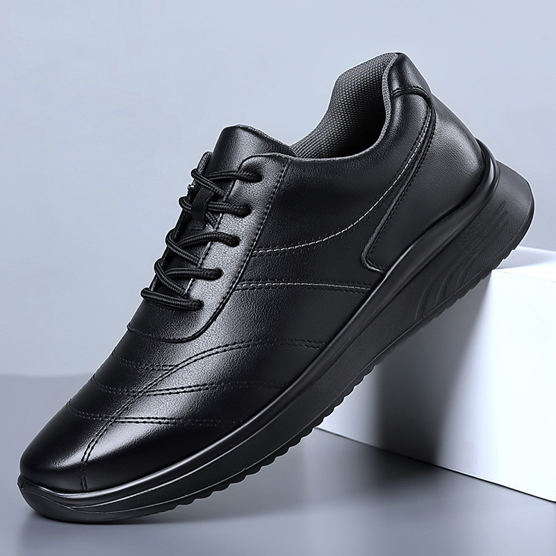 Sepatu INGVIVI pria  model terbaru shoes kasual hitam tali polos santai model kulit original