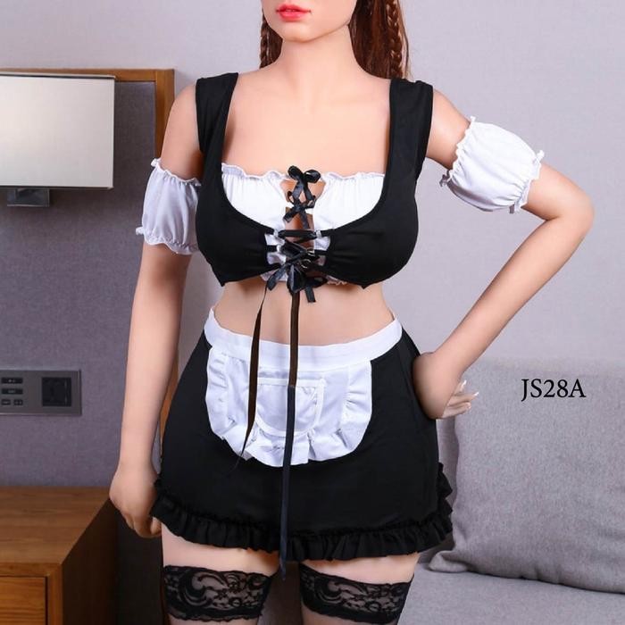 Maid Cosplay Sexy Lingerie Wanita Dewasa Baju Kostum Pelayan Modern Jumbo Size JS28A