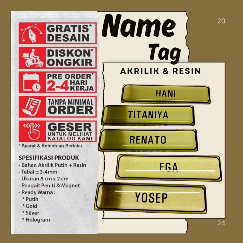 Nama Dada Plus Pin Korpri Nama Dada Kuningan Pin Korpri