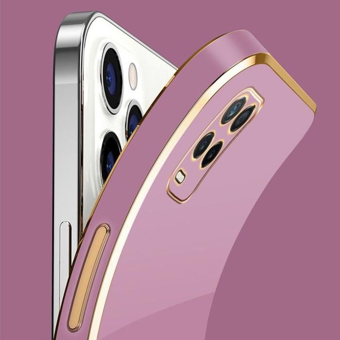 Softcase For Vivo Y21, Y21a, Y21s, Y21t Case Luxury Plating Premium Casing - Black+Tali, VIVO Y21