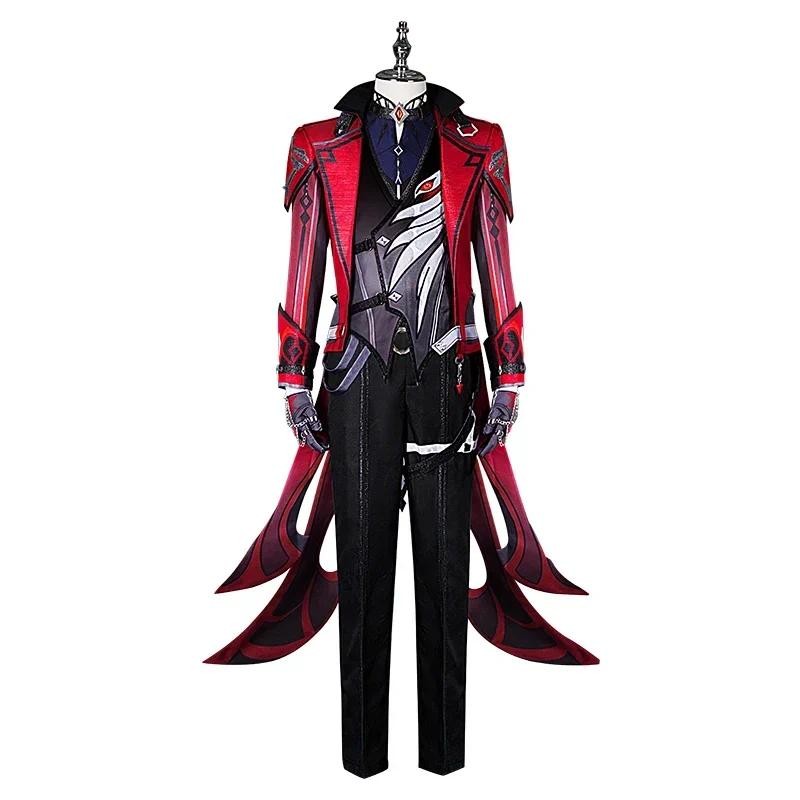 COFUN Game Genshin Impact Diluc Cosplay Costume Diluc Red Dead of Night Cosplay Coat New Skin Genshi
