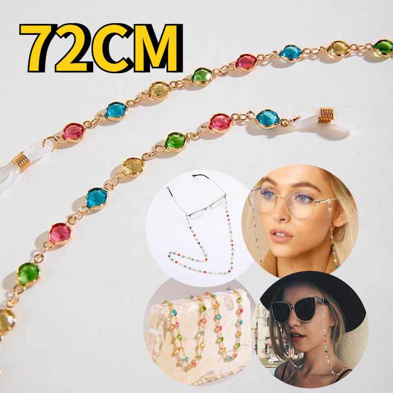 Tali Rantai Kacamata Tali Kacamata Wanita Kalung Rantai Kacamata Berlian Berwarna Gantungan Kacamata