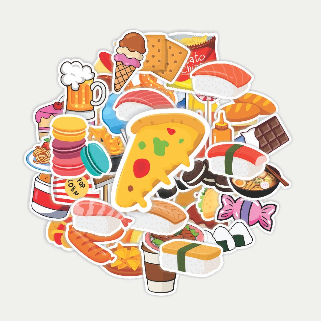 Sticker Pack Stiker Food | Sticker TUMBLR | Stiker LAPTOP KOPER HELM