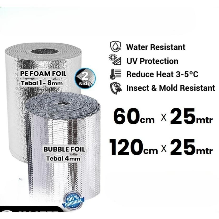 insulasi Peredam Panas Atap Rumah Panjang Roll 25meter / Bubble Insulation Alumunium Foil Metalize