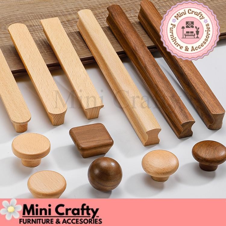 Knob Bulat Kayu Vernish 25-35 mm Gagang Pintu Kabinet Anak-anak Kayu Lemari Kayu - Mini Crafty