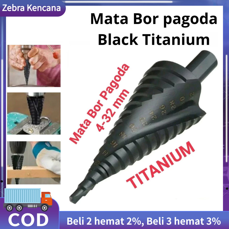 Mata Bor Pagoda 4-32MM Mata Bor Untuk Baja Keras Pagoda Titanium Mata Bor Besi Baja Black Titanium