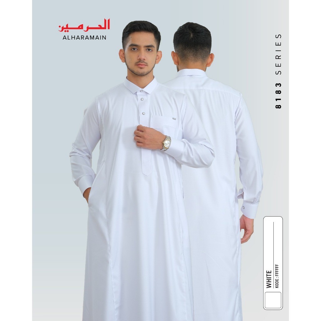 AL Haramain Series Semi Wol Thobe Akkaf Jubah / Gamis Pria Remaja & Dewasa (0910-2025) | Putih