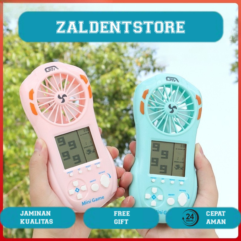 Mini Fan Portable Tetris Bricks Game Kipas Genggam Kecil Konsol Game Genggam Game Kecil