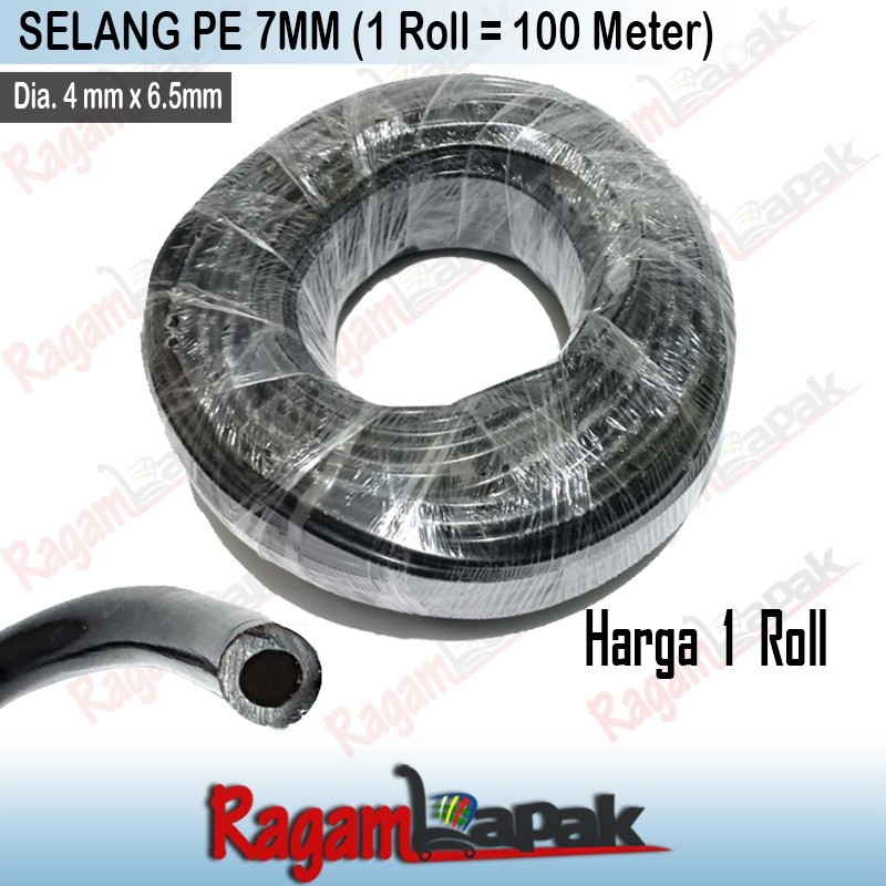 1 Roll (100 mtr) Selang PE 7 mm / Selang PE 4/7 mm / Selang PE 7mm - Fertigasi / Irigasi / Hidroponi