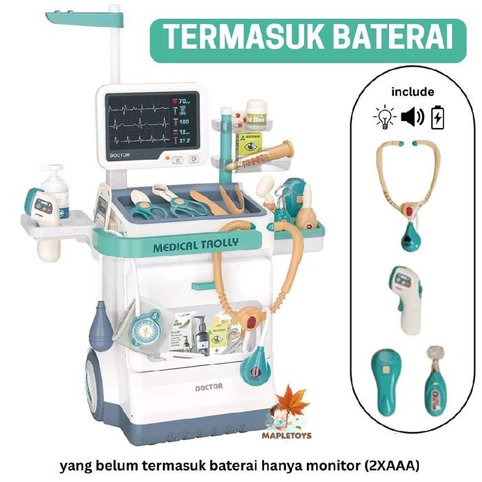 BATERAI LENGKAP Mainan anak dokter troli + BAJU dokter set aksesoris lengkap mainan anak dokter dokt