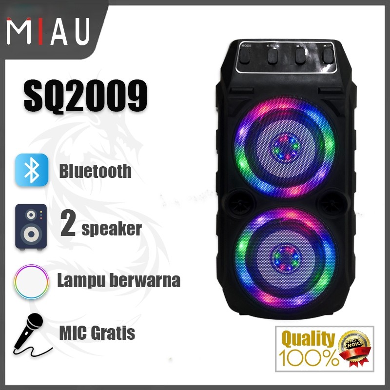 Speaker bluetooth bass microphone karaoke RBG lampu portable Speakers wireless