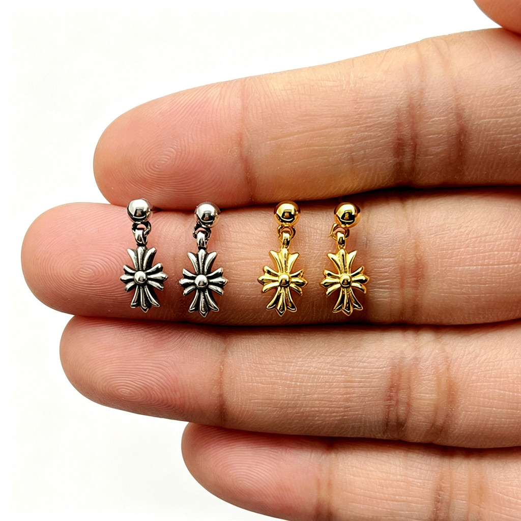 Anting pejantan bunga silang, anting-anting emas, anting-anting kecil yang indah, kebanggaan pria da