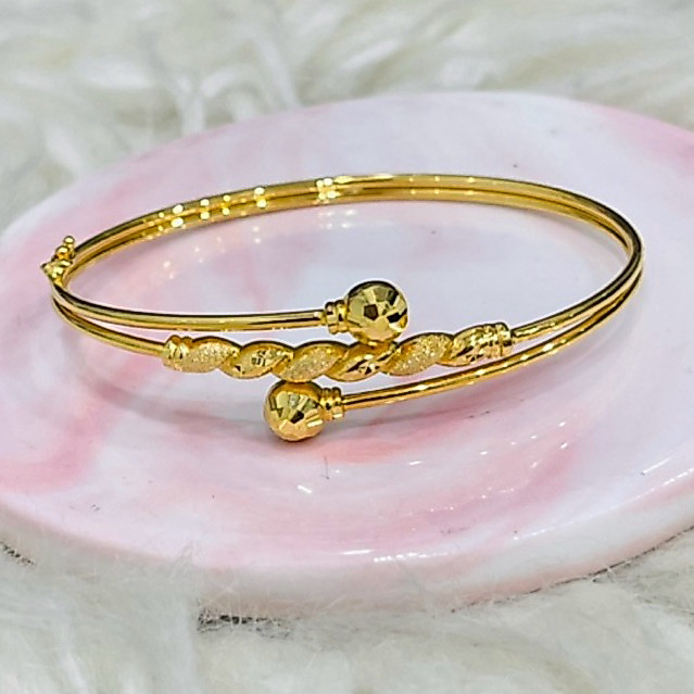 gelang bangle bola silang ulir lilit pasir simple elegant emas asli kadar 700