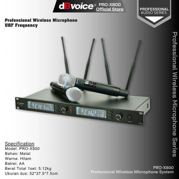 Mic Wireless UHF Diversity Vokal Clarity dBvoice PRO-X800