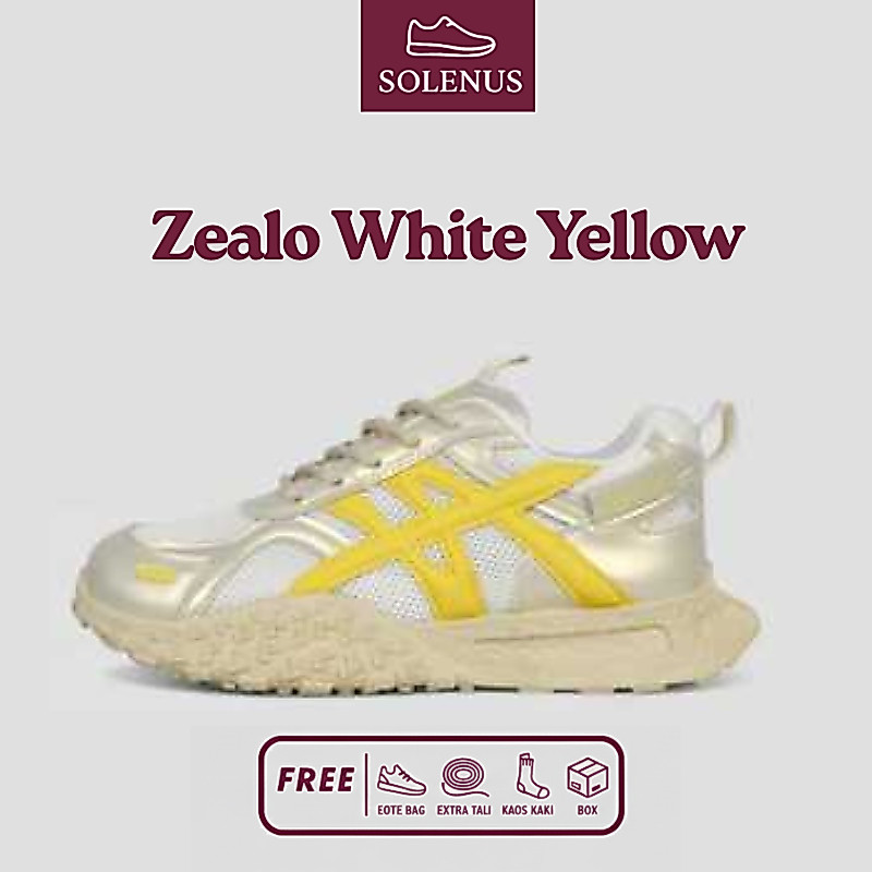 Sepatu Sneakers Wanita Korean Import Fashion Casual Shoes Zealo White Yellow