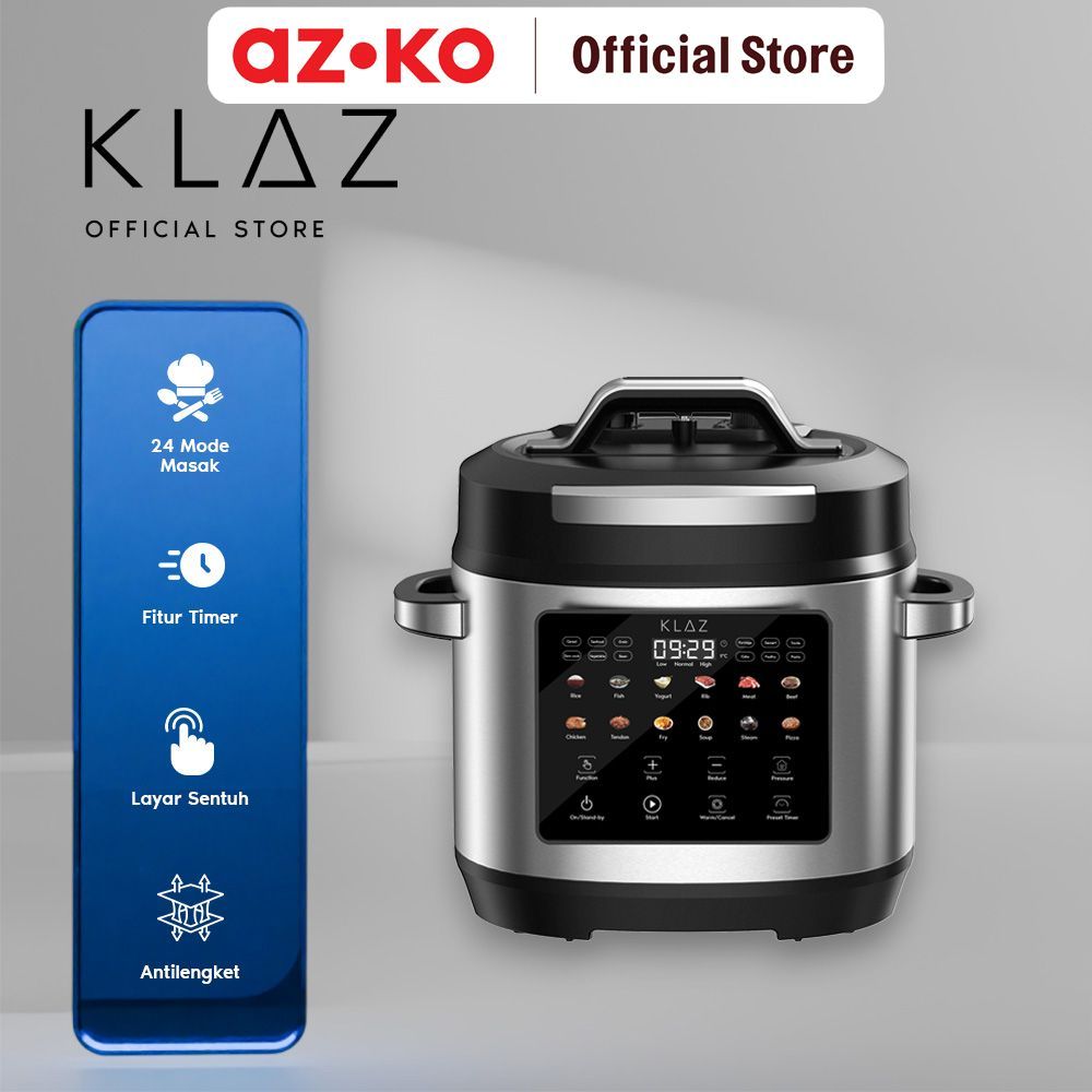 AZKO Klaz Pressio Panci Digital Pressure Cooker 5 Liter 900 Watt - Silver Digital Pressure Cooker Pr
