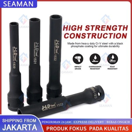 JLD 1/2" Mata Kunci Shock Extra Panjang 130mm Impact Kunci Socket Impact sok Impact wrench Mata