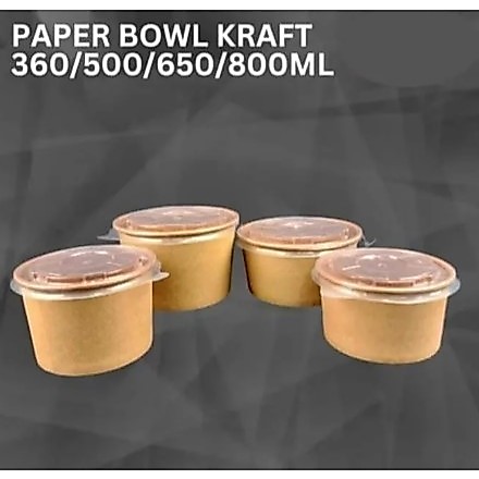 BH KRAFT BROWN PAPER BOWL KRAFT COKLAT 360 / 500 / 650 / 800 ML PAPER BOWL KRAFT PAPER BOWL MAKANAN