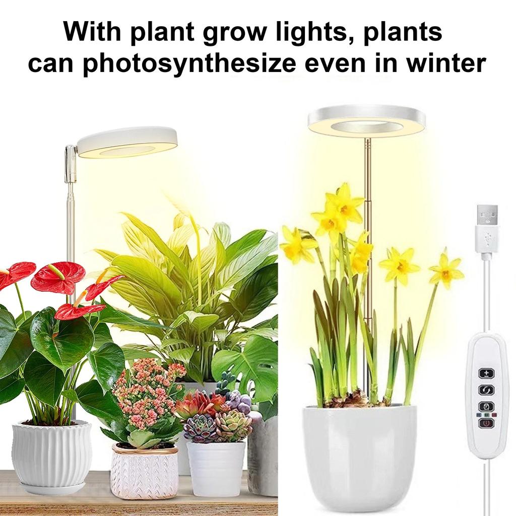 Grow Light Full Spectrum Light LED Grow Indoor Height Angle Adjustable Ring Grow Light Timer Height 
