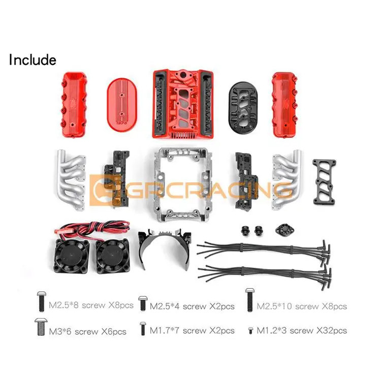 Kipas Pendingin Radiator Mesin Simulasi V8 Rc Car Grc 1976 F76 Untuk 1/10 Rc Crawler Traxxas Trx4 Tr