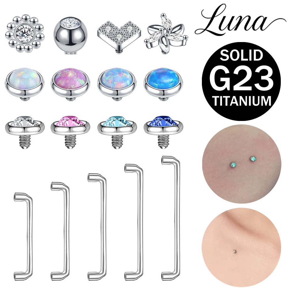 1 Buah G23 Titanium Micro Dermal Piercing 12-20mm Dermal Anchor Internally Thread Crystal Skin Pierc