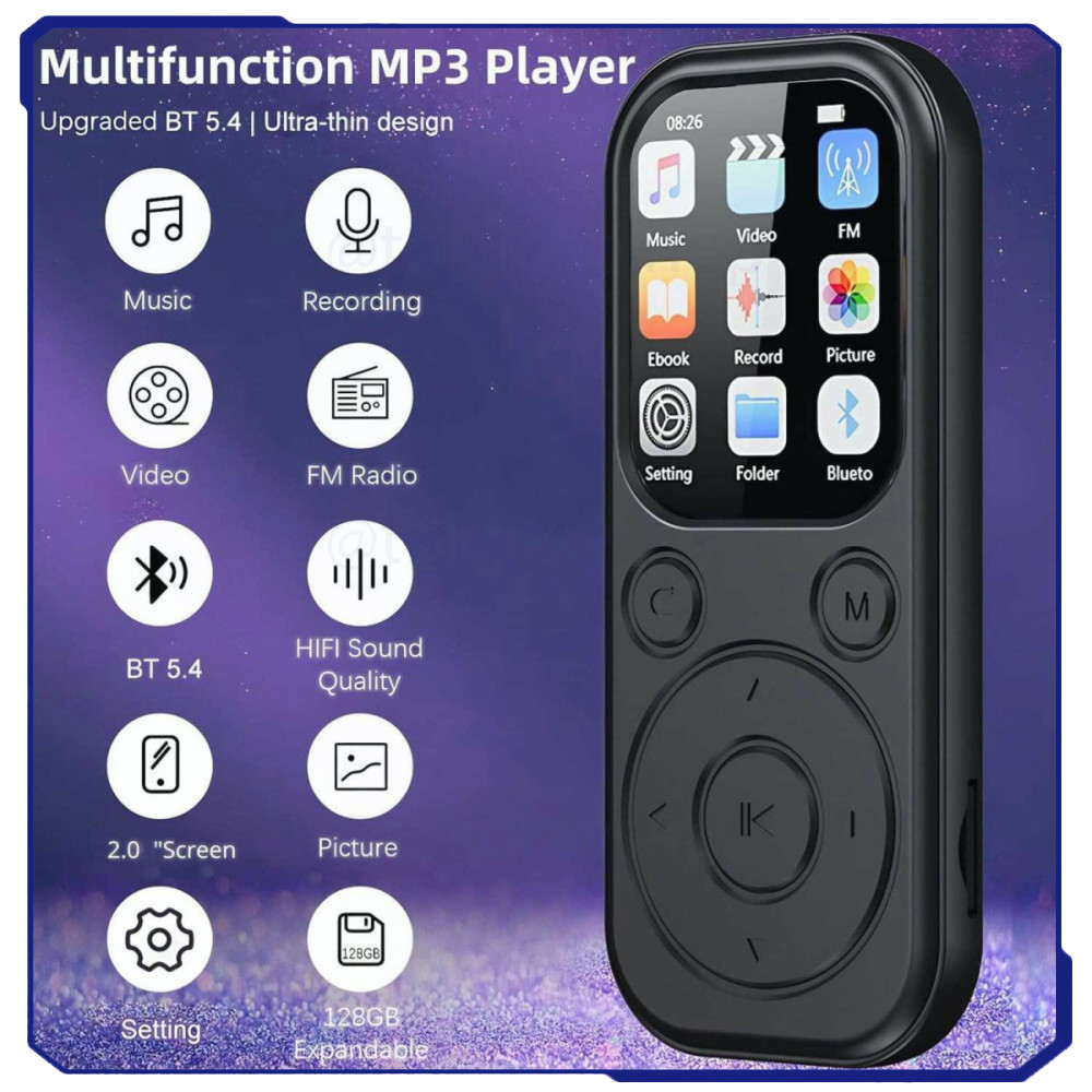 MP3 Digital Audio Player HiFi Bluetooth MP4 2 Inch 210mAh - SD-09
