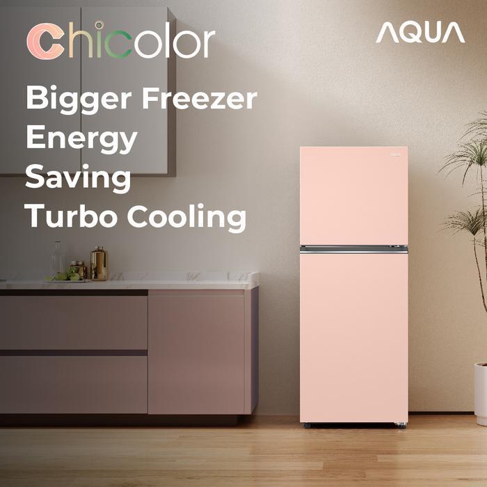 KULKAS AQUA  AQR-DTM248CB(PE) Kulkas 2 Door 205L Turbo Cooling Peach - Bigger Freezer & -1° C Chille
