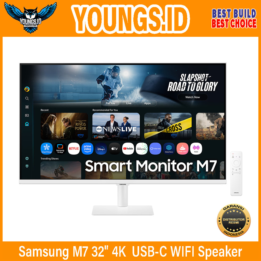 Samsung Smart Monitor M7 32" 4K  LS32FM701 White USB-C WIFI Speaker LED