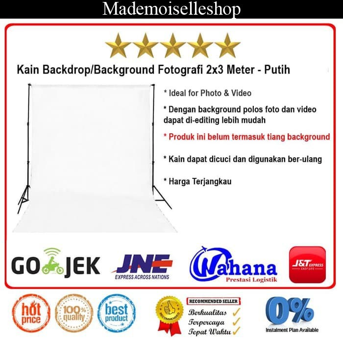 Kain Background/Backdrop Studio Fotografi 2x3 Meter - Putih