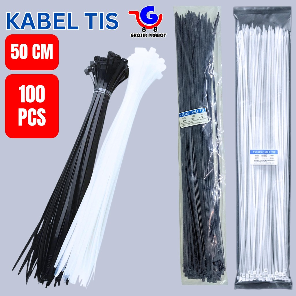 

Kabel ties 50cm Putih 500mm kabel tis 50 cm isi 100 pcs 2.5 mm 2,5 mm Cable Ties Nilon Nylon Tie Tali Alat Pengikat Panjang 500 mm Besar
