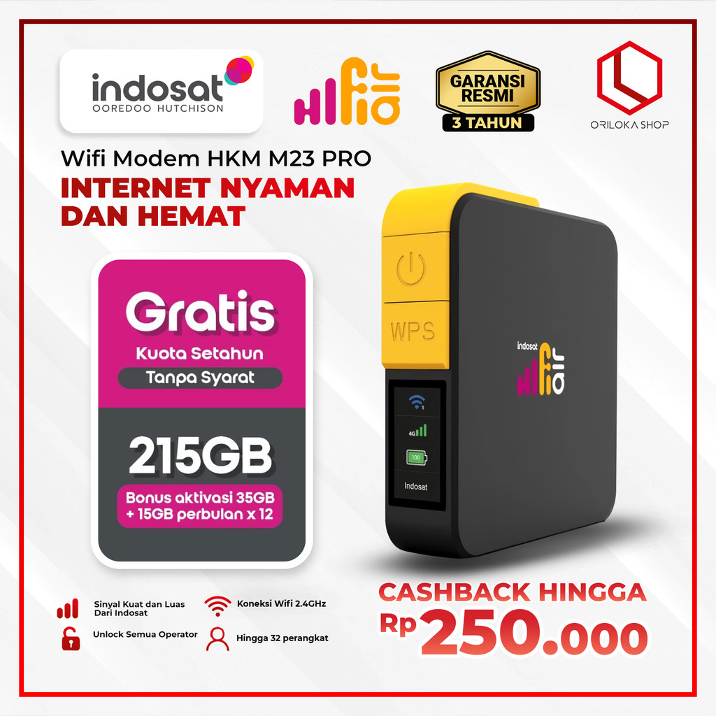 Modem Portable Indosat HiFi Air HKM M23 Pro MiFi WiFi 4G Bisa Bypass - UNLOCK ALL OPERATOR